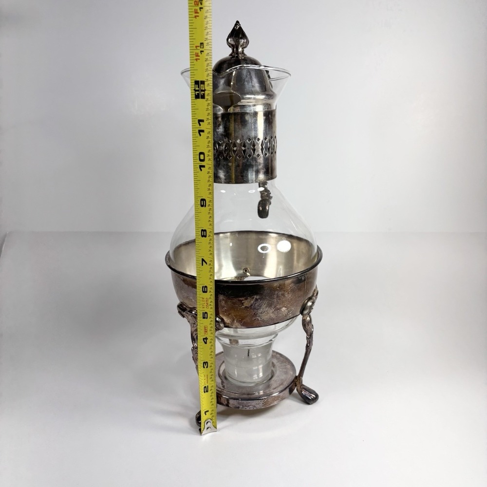 Vtg Silverplated Ten Cup Glass Carafe Warmer Leonard Silver MGF Original Box - Picture 3 of 9